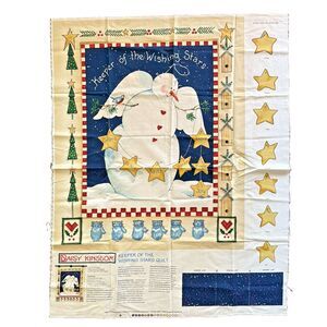 Daisy Kingdom KEEPER OF WISHING STARS Cut & Sew Cotton Quilt Panel Snowman 1182